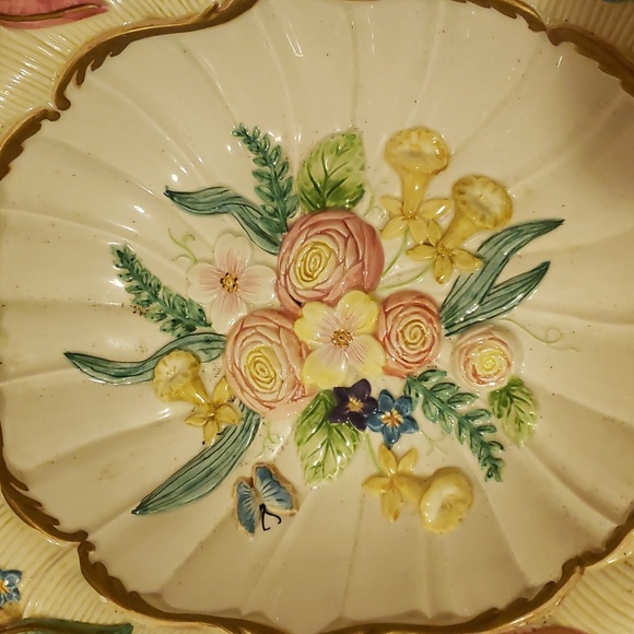 Fitz & Floyd Woodland Floral Platter Serving Tray 19.5" Flowers Ribbon Handles. - Picture 5 of 5